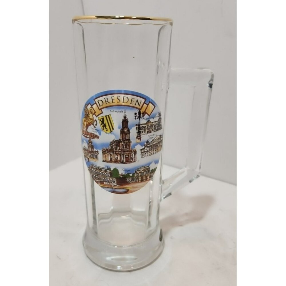 Vintage Bockling Dresden Glass Beer Stein 8" Tall